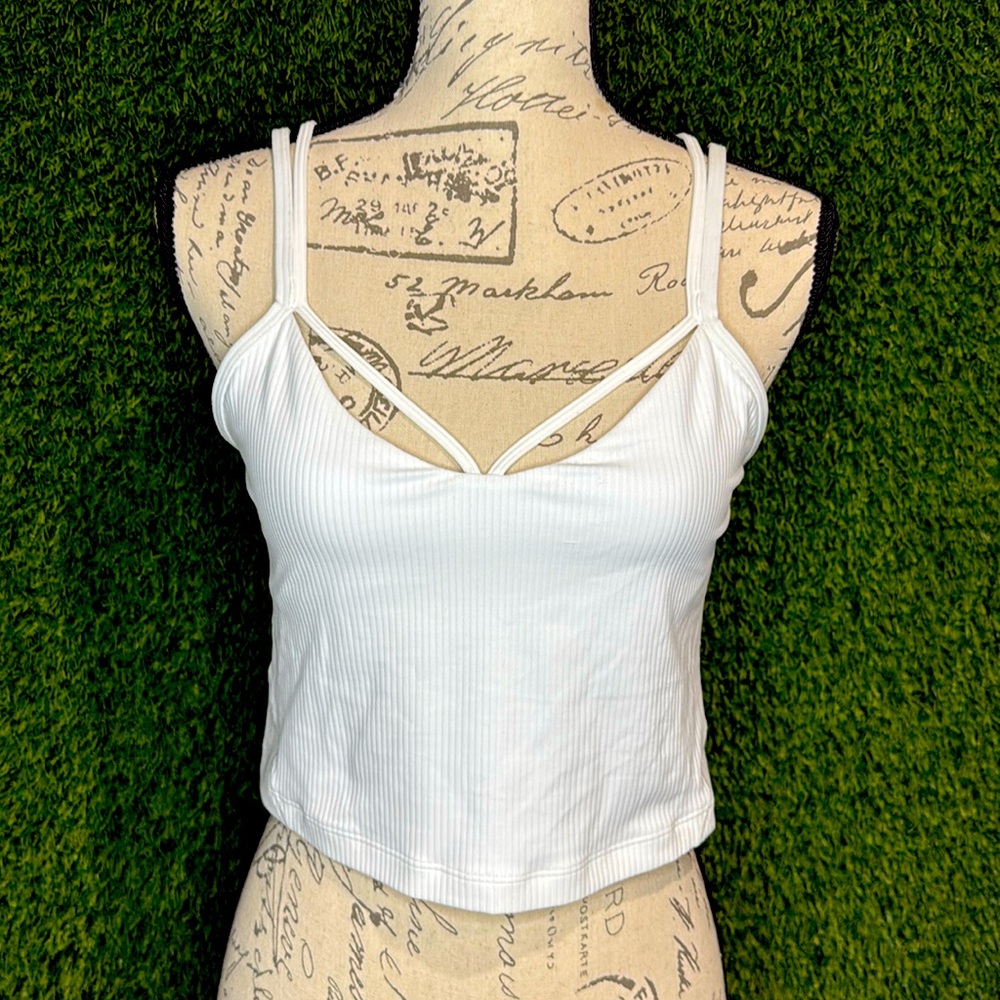 lululemon athletica White Ribbed Strappy Tank